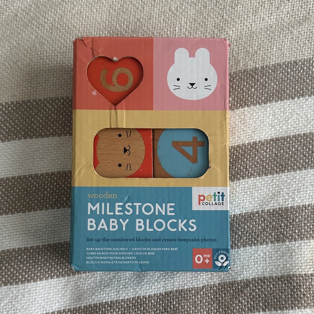 Wooden Milestone Baby Blocks - Multicolor